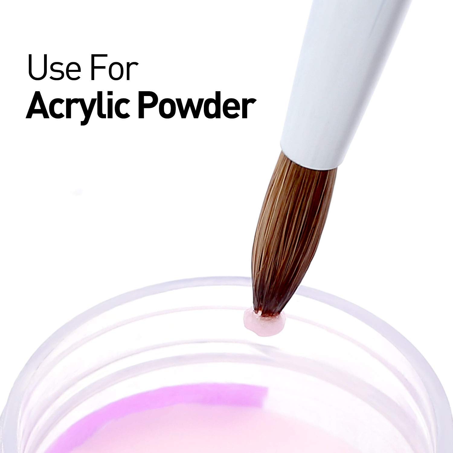 Modelones Acrylic Nail Brush for Acrylic Powder Manicure Pedicure 1pcs Kolinsky Sable Acrylic Nails Round Nail Art Brush With Liquid Glitter Handle #Size 8: Beauty