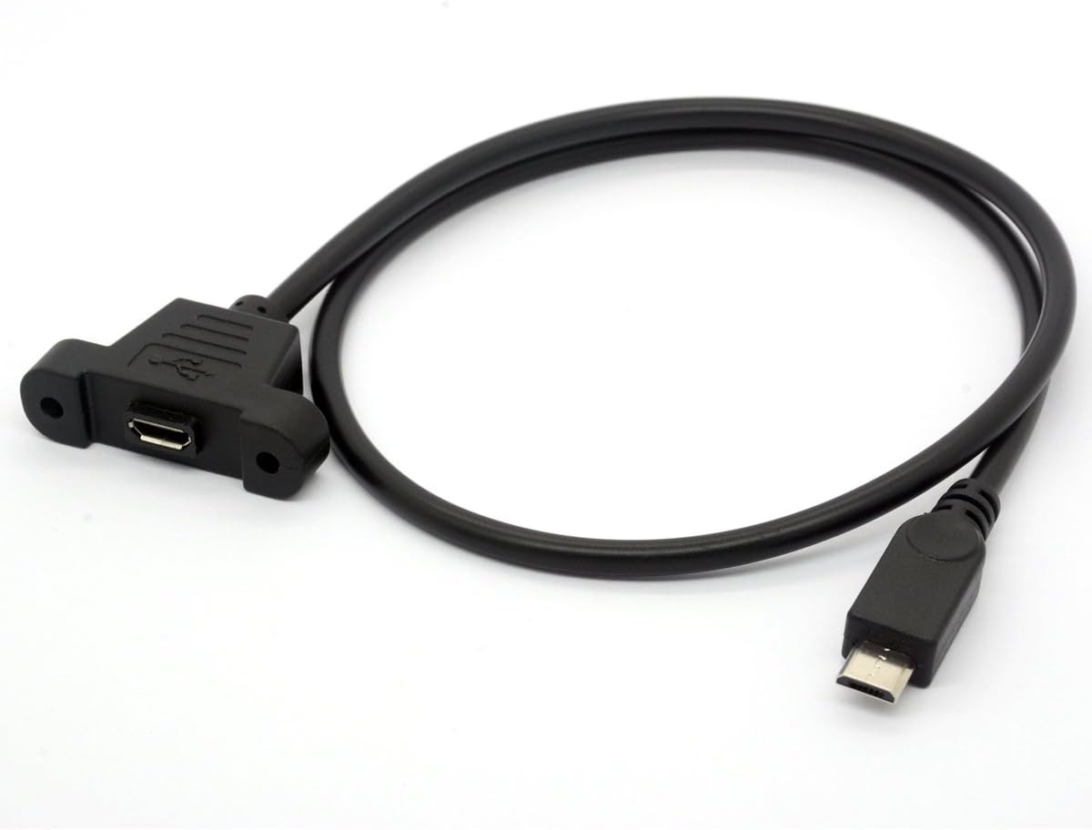OpenII Micro B Male to Female Cable, Screw Panel Mount Micro USB Cable Extension Cord for Raspberry Pi Arduino, Feather - 50cm - Image 4