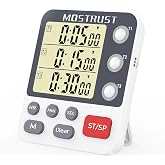 MOSTRUST Digital Dual Kitchen Timer, Multiple Channels Countdown Timer | 3-Groups Triple Timer with Magnet-Back Memory-Preset Large Display Adjustable Volume, 3A Battery Included, Ideal for Cooking