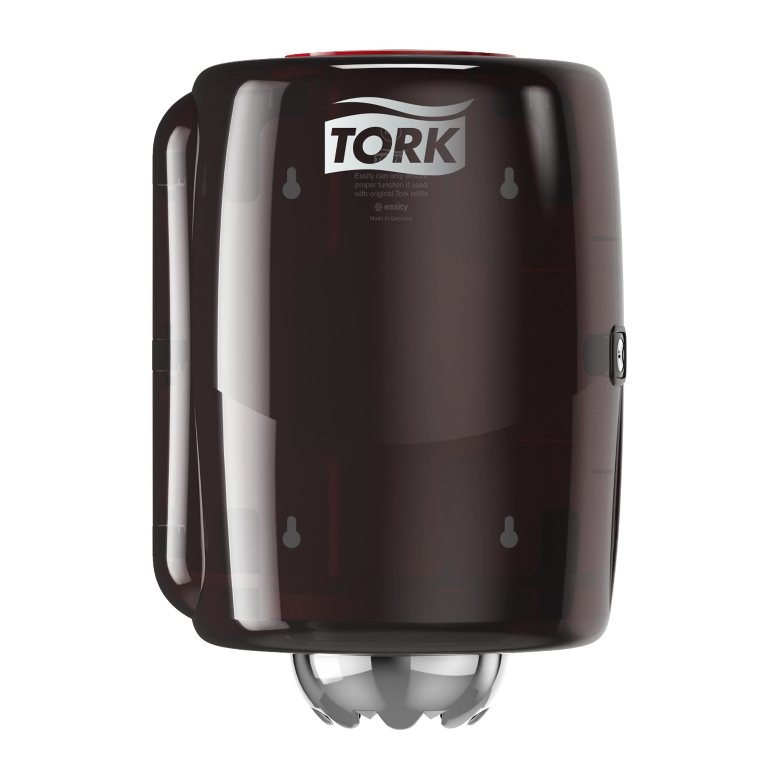 Tork 659008 Centrefeed Dispenser M2 / Paper Dispenser Suitable for M2 Paper Rolls Centrefeed System Big/Wipe Dispenser Wall Mounted/Performance Design Black-Red