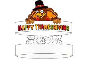 AKEROCK Thanksgiving Crafts for Kids, Color Your Own Turkey Crowns for Party Favors, 12 PCS Turkey Hats - Thanksgiving Activities for Kids at Home or School - 2 Designs