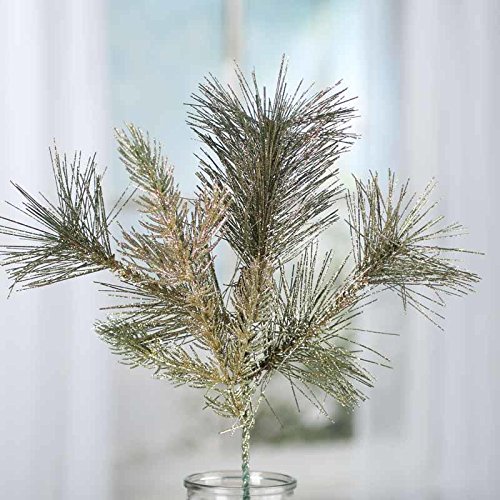 Factory Direct Craft Group of 3 Sparkling Gold Artificial Pine Picks for Home and Holiday Decorating and Arranging