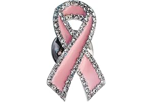 ASIJUNTYECHO Pink Ribbon Breast Cancer Awareness Brooches Pin,Rhinestone Pink Ribbon Hope Lapel Pin Brooch,Prevention and Awareness Ribbon,Lapel Pins Jewelry Gifts for Support Survivor