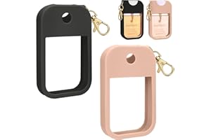 AIERSA Hand Sanitizer Spray Case Compatible with Touchland, Silicone Hand Sanitizer Case Holder with Keychain for Touch Land Mist Case 1FL. OZ -Blush Beige+Black