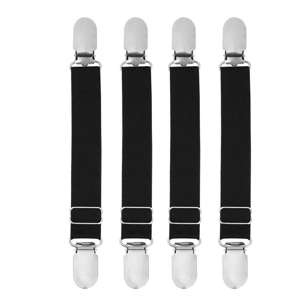 TiaoBug Unisex Elastic Adjustable Garter Belts Shirt Stays Holder Socks Fastener Suspender With Duck Mouth Clip I Style 4PCS