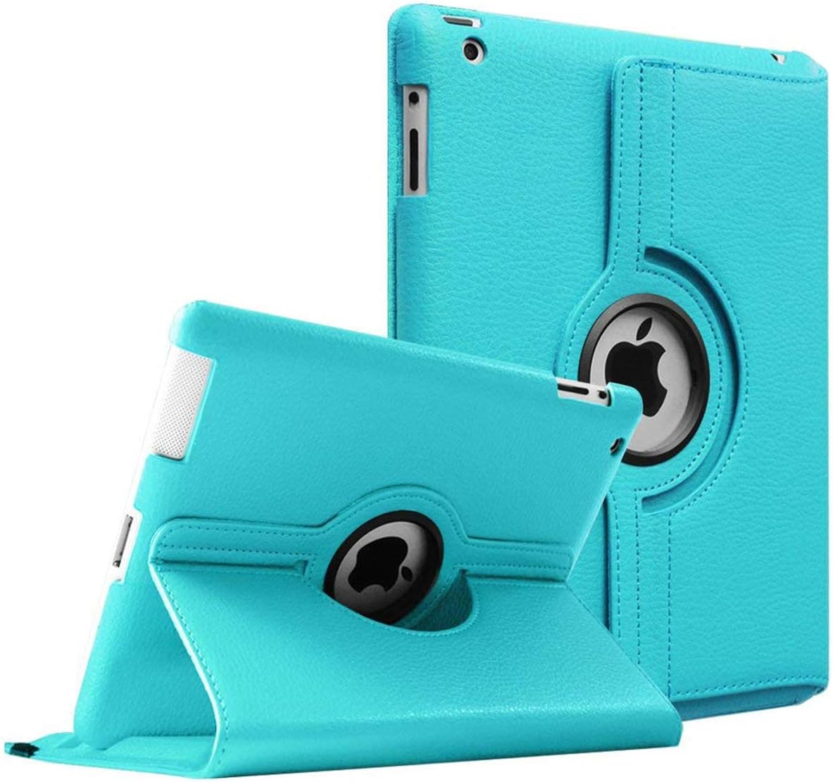 Aavjo 360 Degree Swivel Rotating Multi-Angle Stand PU Leather Screen Protective Smart Book Folio Flip Carry Back Case Cover for Apple iPad 2; iPad 3; iPad 4 (Sky Blue)