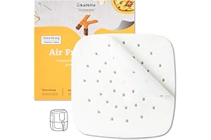 katbite 8.5 Inch Air Fryer Parchment Paper Liners, 120Pcs Perforated Parchment Paper Sheets, Heavy Duty and Non-Stick Squares for Air Fryer, Steaming Basket, Bamboo Steamer, Cake Pans