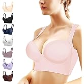 Runilut Women's Push Up Bra,Full-Coverage Underwire Bra,Hide Back Fat Deep Cup Bra,Smoothing T-Shirt Bra,Sculpting Uplift Bra