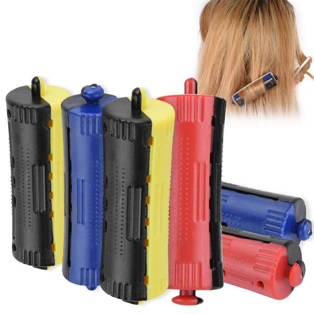 Hair Curlers, 6Pcs/ Set Hair Rollers Wave Heat Perm Rod Hair Clip Curlers Curling Hairdressing Styling Perms Tool with Rubber Band (#2(2.8cm / 1.1inch))
