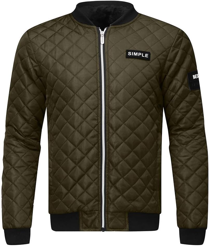 Whgdeftysd Men's Full Zip Lightweight Jackets Thicken Warm Quilted Cotton Jacket Long Sleeved Coat Outerwear(M/6XL)