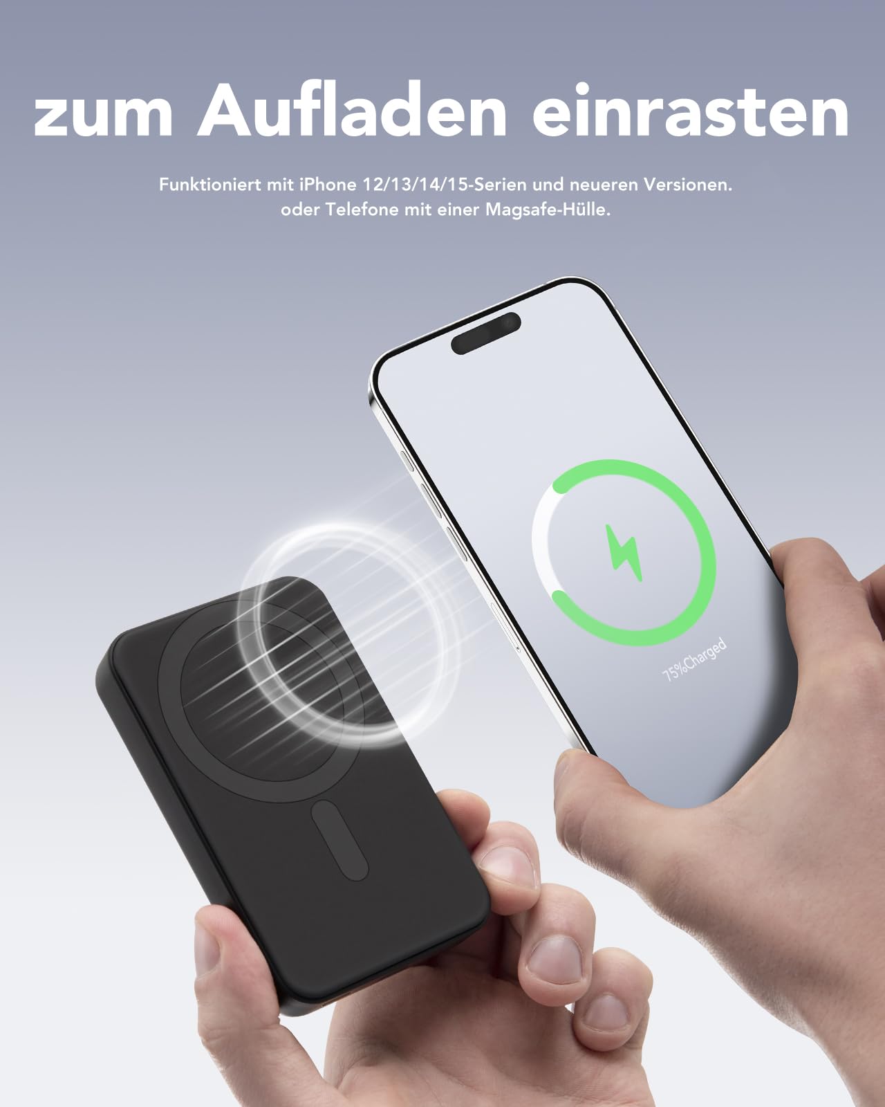 GOWATT Power Bank 10000mAh 20W Magnetische Powerbank Faltbarer USB C Wireless Powerbank Kompatibel mit MagSafe für iPhone 16/15/14/13/12 2