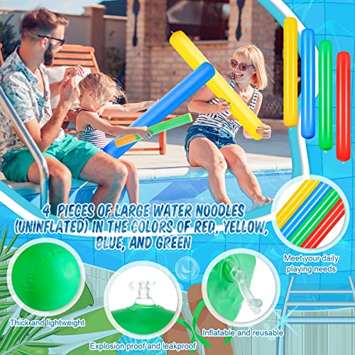 4 Pcs Inflatable Pool Noodles Colorful Pool Inflatable Sticks PVC