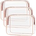 Clear Toiletry Bag, Packism 3 Pack TSA Approved Toiletry Bag Quart Size Bag, Travel Makeup Cosmetic Bag for Women Men, Carry 