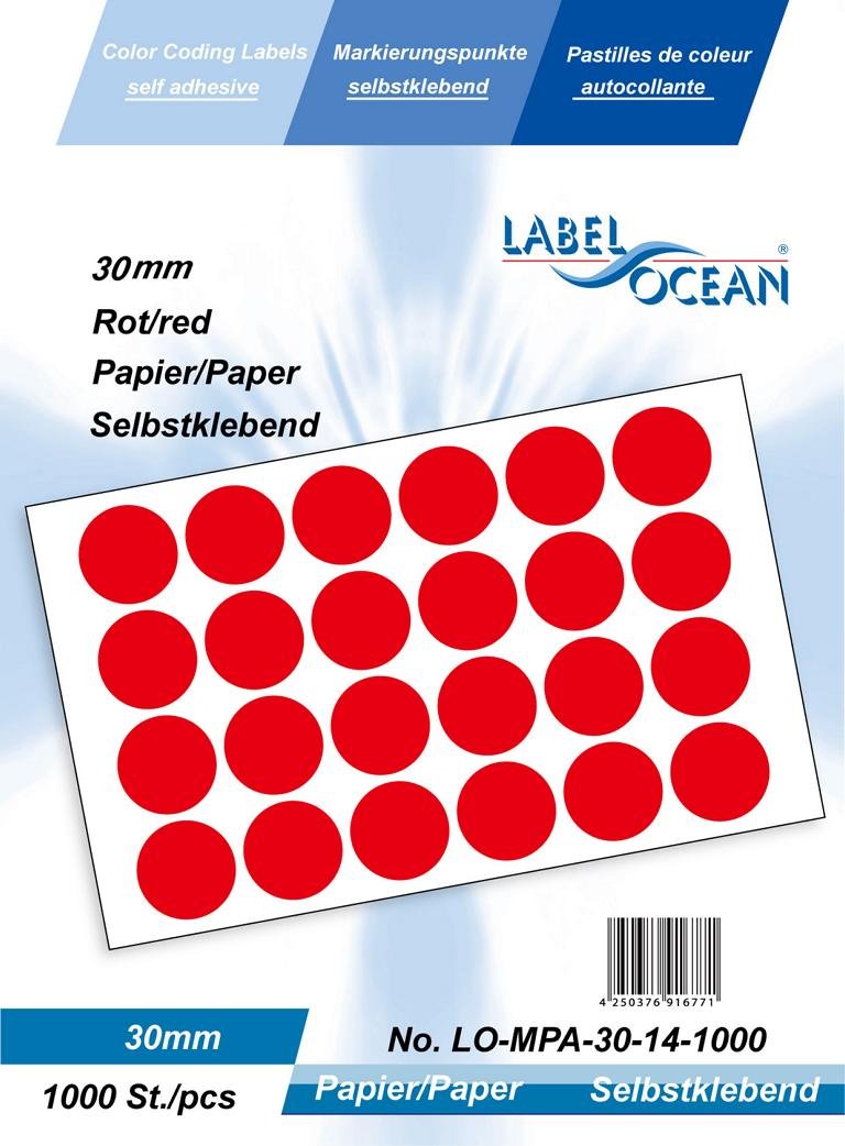 1000 STICKY COLOURED DOTS 30mm PAPER COLOUR CODING LABELS DOTS ROUND