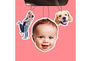 FAMILOVE Custom Air Freshener for Car with Photo Text Picture Both Sides, Personalized Gift for Valentine’s Day Birthday- Ide