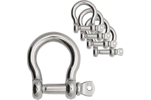 MYUYONG 5 Pack Shackle 304 Stainless Steel Bow Shape Load Shackle for Chains Wirerope Lifting Outdoor Camping Survival Rope Bracelets M4，M6，M8，M10 (5/16" M8)