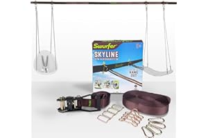 Swurfer Skyline Tree Swing Hanging Kit – Heavy Duty, Weather Resistant, Swing Line to Hang Multiple Swings, Span Up to 40 Feet, Includes 4 Adjustable Locking Anchors & Carabiners, Easy Installation