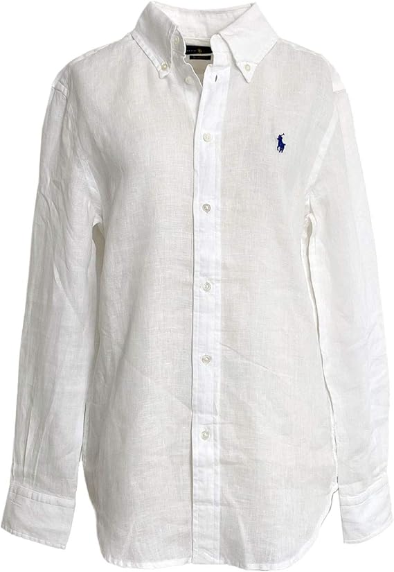 Amazon ポロ ラルフローレン Polo Ralph Lauren レディース ポニーワンポイント リネン 長袖 シャツ Linen Shirts S White 並行輸入品 シャツ ブラウス 通販