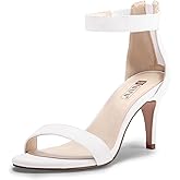 IDIFU Women's 3 Inch Kitten Heels - Dressy Open Toe Heels Ankle Strap Heeled Sandals for Bride Wedding Bridal Shoes On Evening Prom
