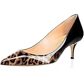 AMARANTOS Women Fashion Pointed Toe Slip On Comfort Basic Kitten Heel Pumps Shoes