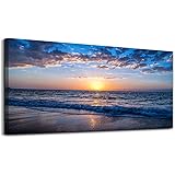 COMIO Wall Art Moon Sea Ocean Landscape Picture Canvas Wall Art Print Paintings Modern Artwork for Living Room Wall Decor and Home Décor Framed