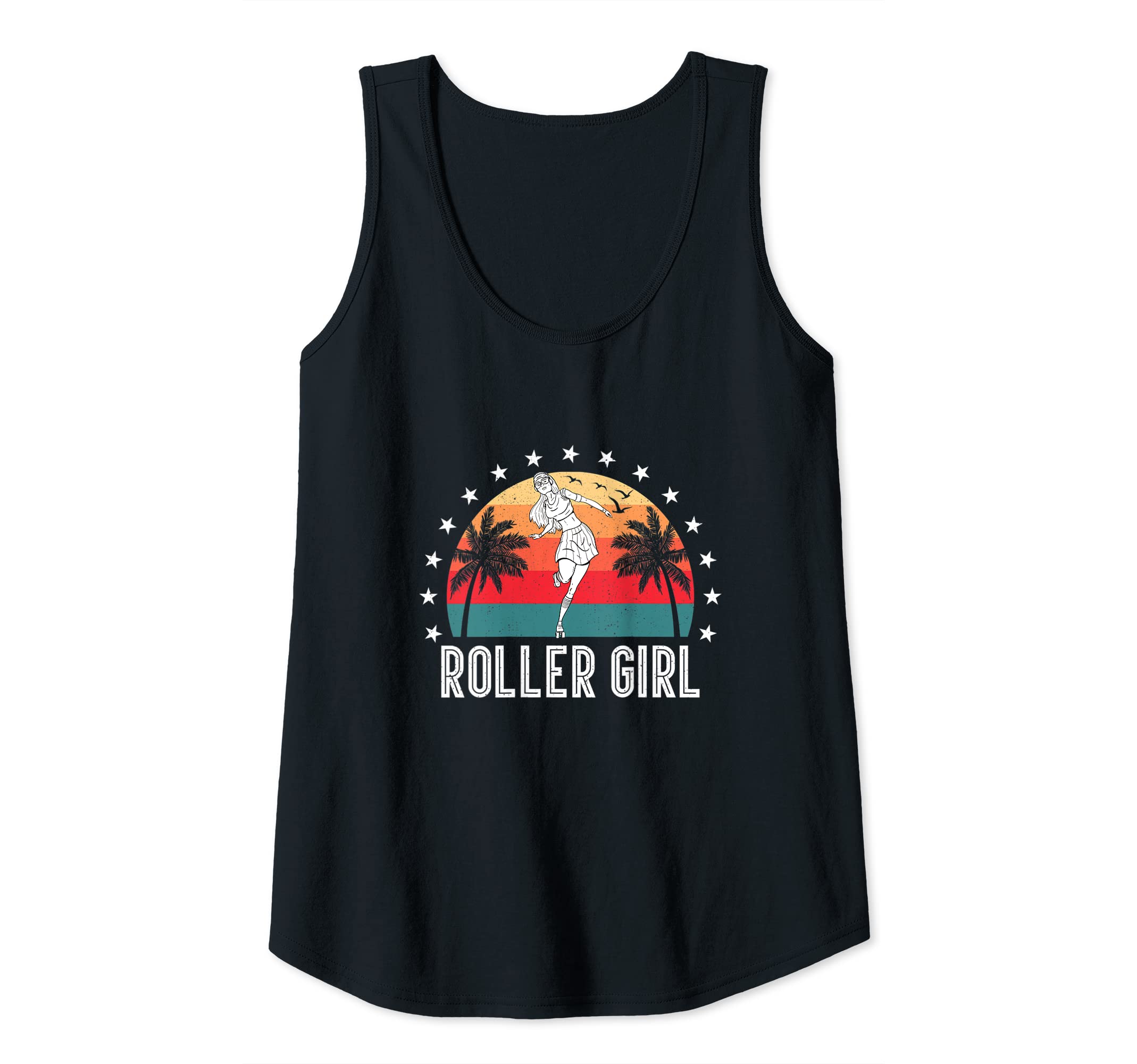 Womens Roller Girl Skater Skating Retro Vintage Skates Tank Top