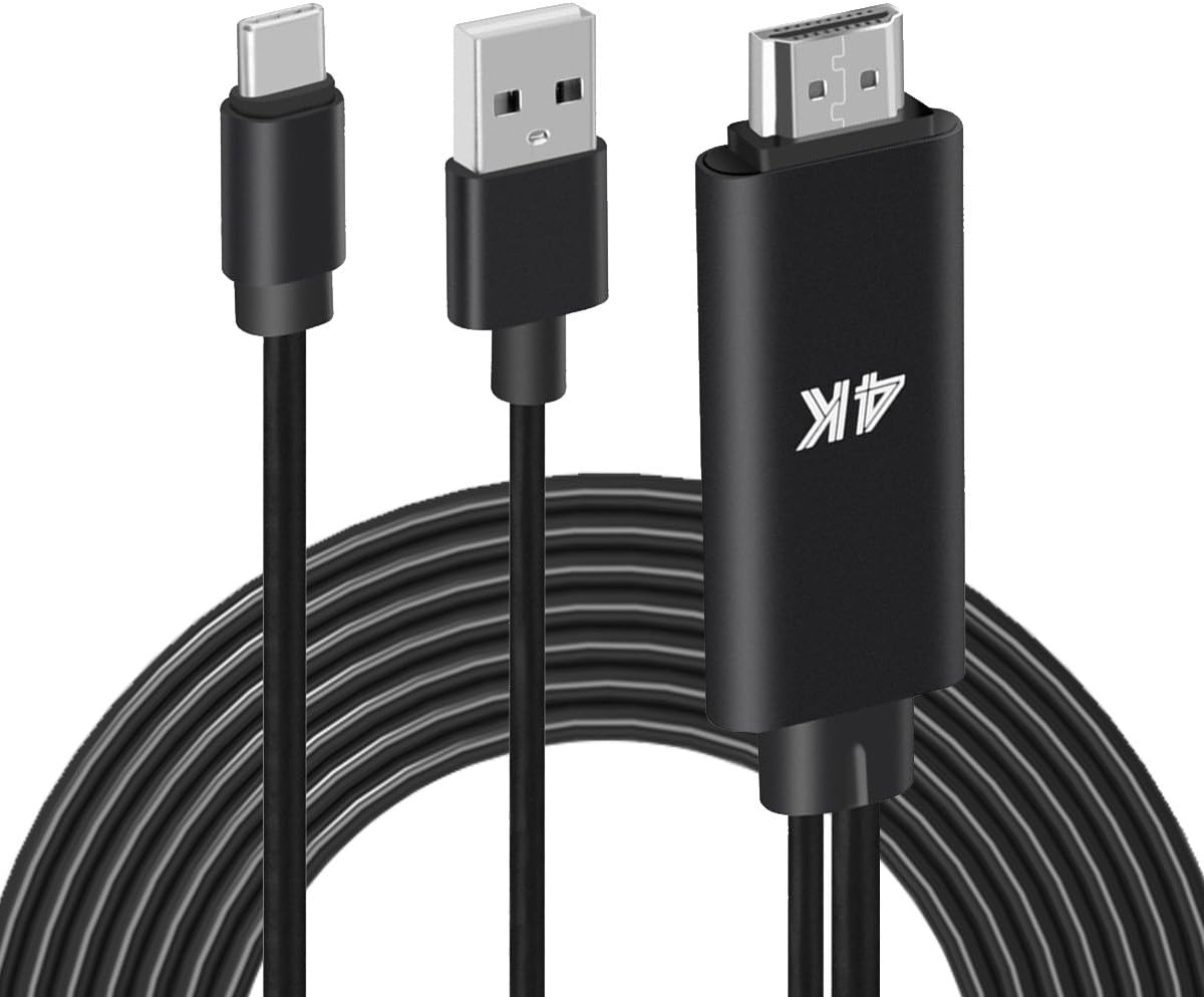 AMALINK USB-C to HDMI Cable, 4K 6 feet USB-C to HDMI with USB Charging Port (Thunderbolt 3 Compatible) for MacBook 2017, Galaxy S9/S8/Note 8, Latest Ultrabook with USB-C (Black)