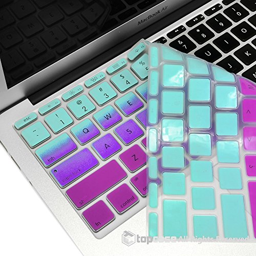 TOP CASE Faded Ombre Series Light Blue & Purple Silicone Keyboard Cover Skin Compatible with Macbook Air 11" with TOP CASE Mouse Pad