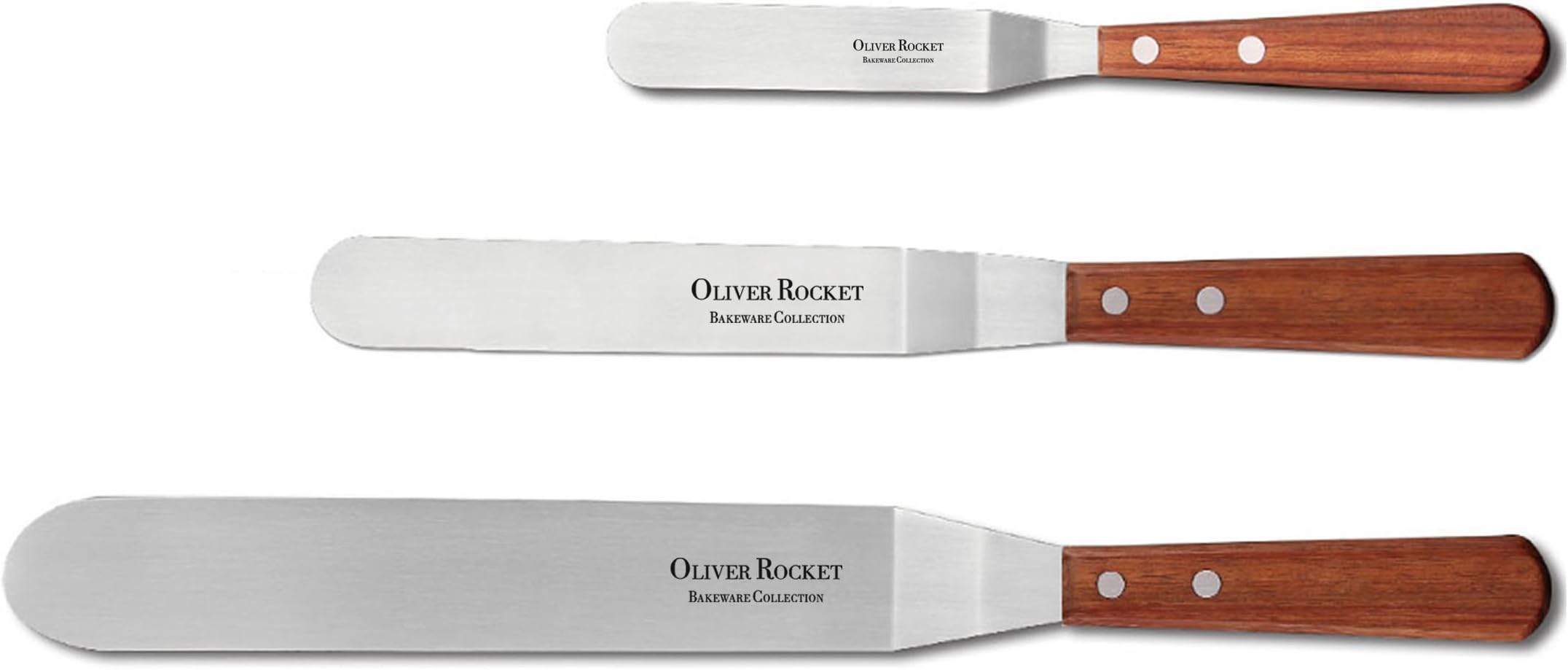 Offset Spatula Set with Wood Handle - Professional Cake Decorating Tools - 4", 6" & 8" Stainless Steel Cake Spatula Variety Set