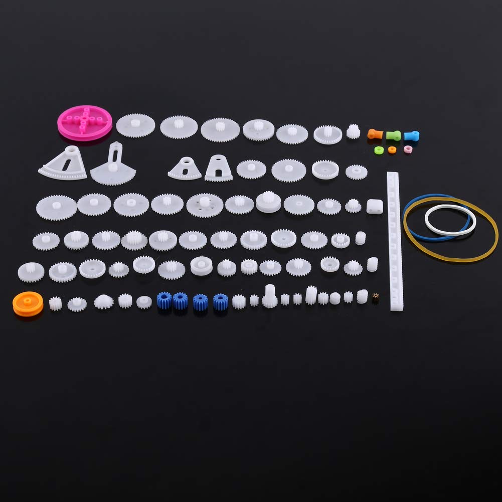 Fafeicy Plastic Gears Set Pulley Belt Worm Kits Crown Gear Set Robot Motor Toy DIY Parts for Model Amateur(The Essence of 85 Kinds of Gear Pack)