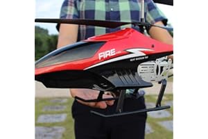 SREJNGL 3.5 Channels 75CM RC Helicopter Large Outdoor LED Light Remote Control Helicopter Aircraft Charging Electric Airplane Kids Beginner Children Birthday Xmas Gifts Red-Dual Battery