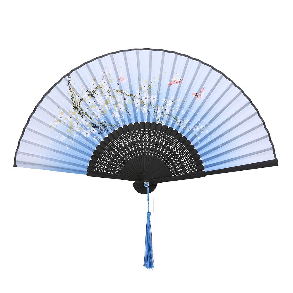 Folding Fan, Classical Style Folding Hand Fan Hollow out Design Hand Fan for Dancing Props, Wedding Gift, Party Favors, Decor, Stages Performance Props(blue)