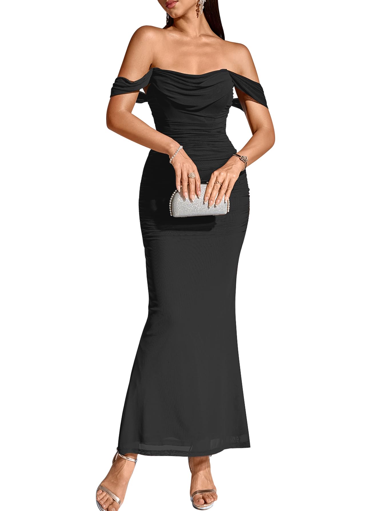 KUTUMAI Off The Shoulder Maxi Long Dress Corset