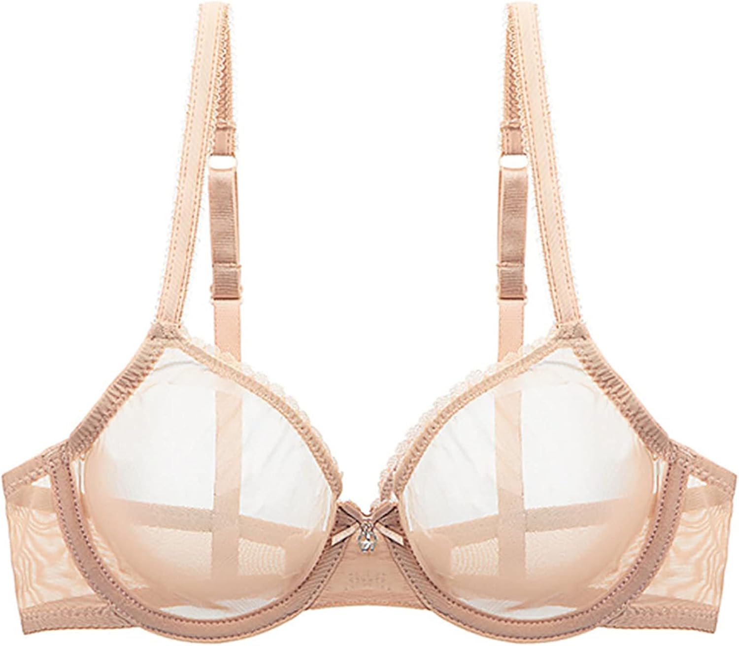 Aislor Damen Transparent BH Push Up Bra Bralette mit Bügel Sexy Mesh Bustier Bikinioberteil