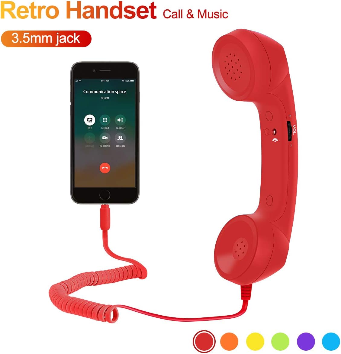 Feeko Retro Handset, Cell Phone Handset Retro Telephone Handset Radiation Proof Handset Receiver