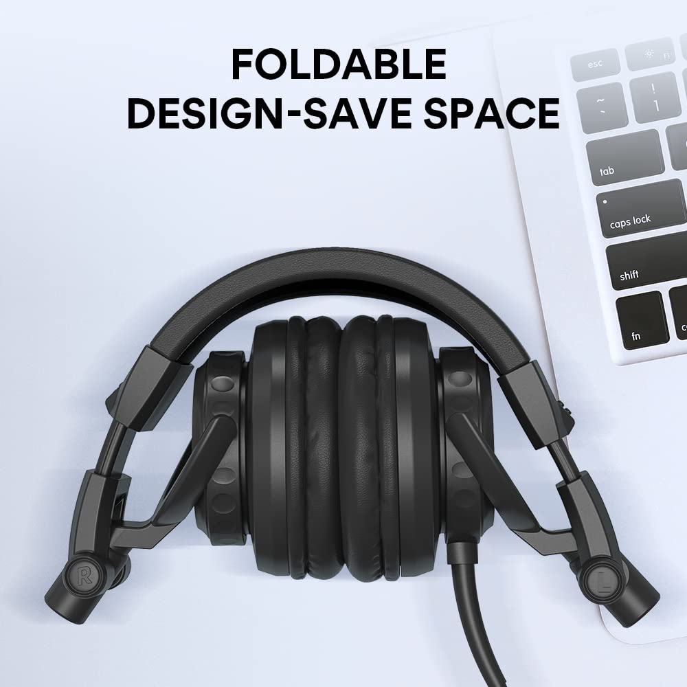 MAONO 50MM Drivers Pro Studio Monitor Headphones, MH501 Over Ear Closed Back Non-Detachable Wired Headset with 3.5mm/6.35mm Jack for Guitar Amp Recording DJ Mixing Piano Music Production Podcast