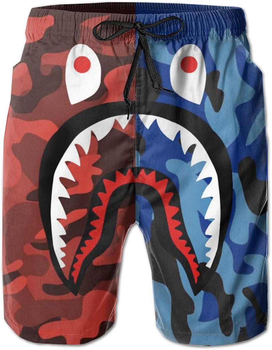 Men's Swim Trunks Quick Dry Lace Board Shorts Mesh Beachwear with Pockets