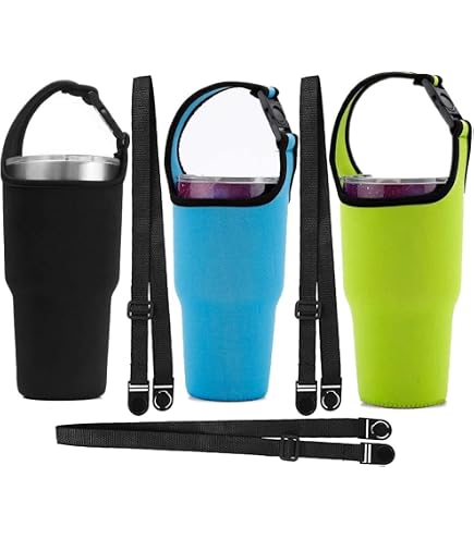 TuNan Tumbler 30oz Carrier Holder Pouch with Shoulder Strap, Fit for YETI, Rtic, Atlin, Ozark Trail, Rambler, Neoprene Sleeve with Carrying Handle