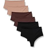 Amazon Essentials Women's Microfiber Thongs (G-String & High Waisted Thong), Pack of 6