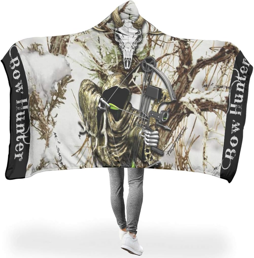 Senyjewe Hunter Breathable Multiple Patterns Hoodie Wearable Super Soft Throw Blanket Feel Good for Bedroom in Spring or Autumn or Winter Diverse Style White 50x60 inch