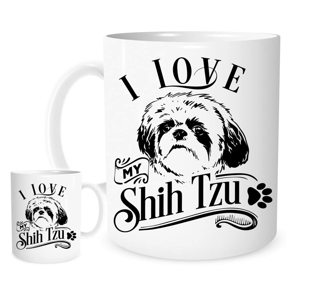 I Love My Shih Tzu. 11oz Ceramic Gift Mug Featuring A Cute Shih Tzu Dog