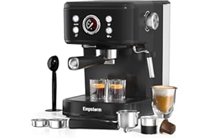 Empstorm 2in1 20 Bar Espresso Machine with Milk Frother, Coffee Latte Cappuccino Maker for Home, Coffee Machine Suitable for Coffee Powder/Capsules, Espresso Machines with Thermometer