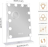 FENCHILIN Hollywood Vanity Mirror with Lights 12 LED 360 Rotation 10x Magnifier view 6