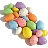 RHN Pastel Foam Easter Eggs Decor 21Pcs 3 Sizes 7 Colors,Colorful Speckled Easter Eggs Festival Decor for Spring Celebration Basket Bowl Vase Filler Home Centerpieces Crafts