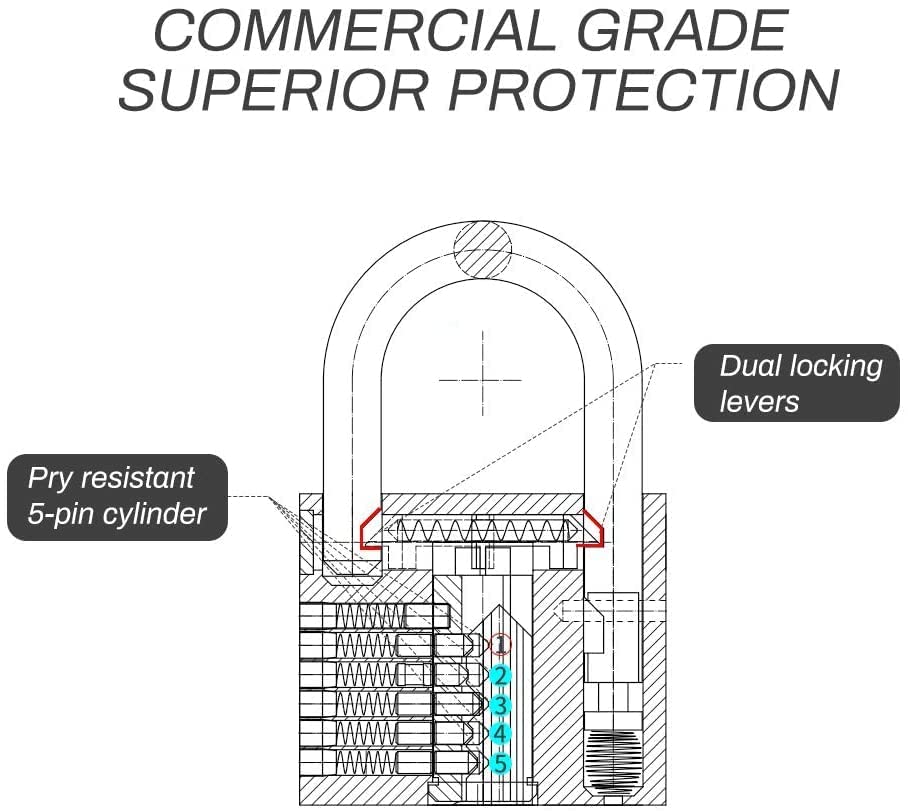 Guliffen Solid Brass Padlock with Key with 19/16 in. (40 mm) Wide Lock