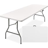 Best Choice Products 8ft Plastic Folding Table, Indoor Outdoor Heavy Duty Portable w/Handle, Lock for Picnic, Party, Pong, Camping - White