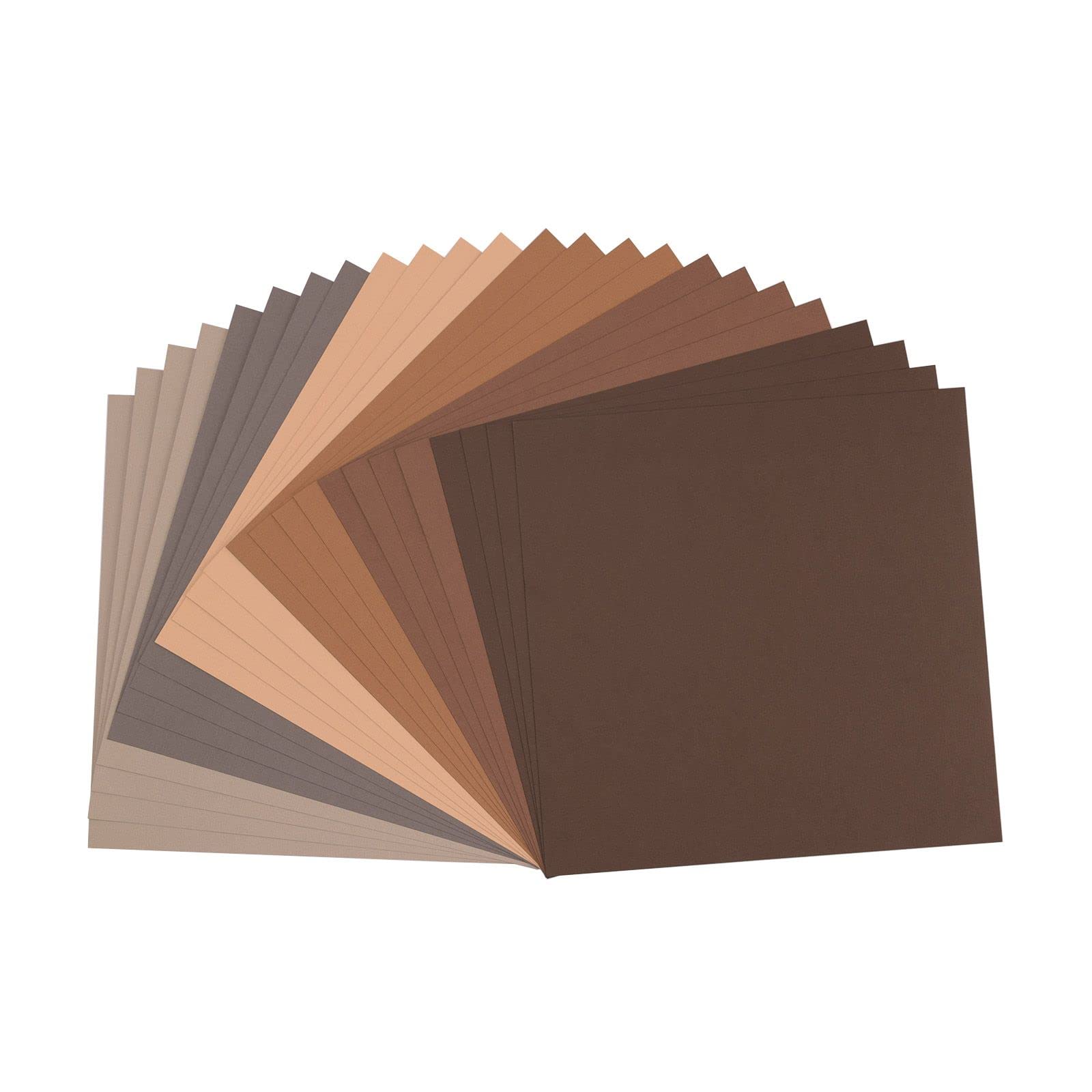 Florence Cardstock Textured - Coloured Card Making Supplies 12 x 12 inch - Brown - 24 Sheets - Coloured Paper for Scrapbooking, Card Making and Other Paper Crafts - 216 gsm
