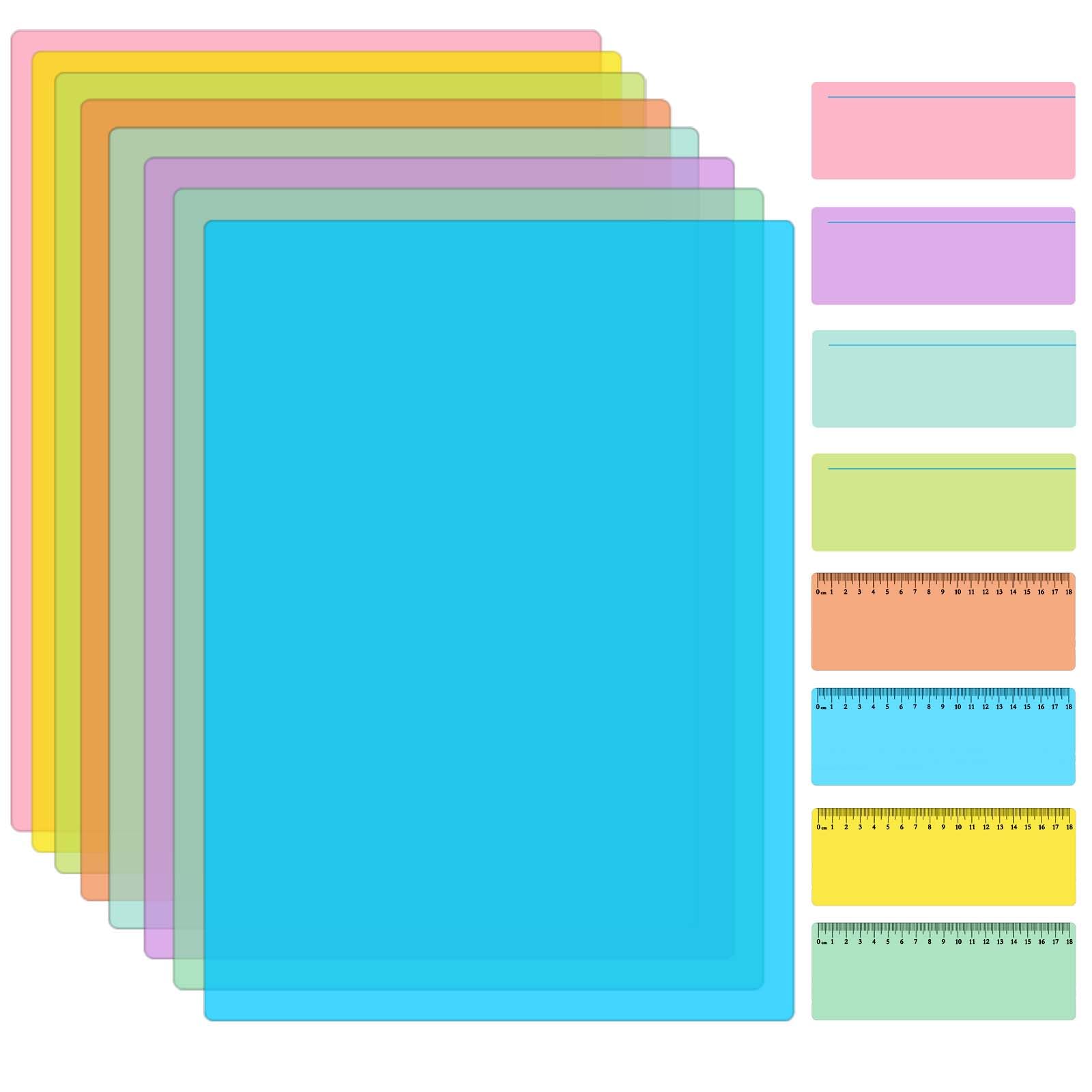 SEUNMUK 24 PCS A4 Coloured Overlays for Dyslexia, Dyslexia Reading Colour Overlay Ruler, Light Coloured Plastic Reading Guide Strips for Dyslexia, ADHD