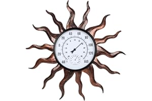 VEWOGARDEN Large Outdoor Thermometer Hygrometer Combo, Indoor Outdoor Thermometer Waterproof - Metal Sun Wall Thermometer Outdoor for Patio Home