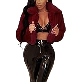 RAMOUG Womens Winter Outerwear Faux Fur Long Sleeve Crop Jacket Shaggy Coat Open Front Cardigans